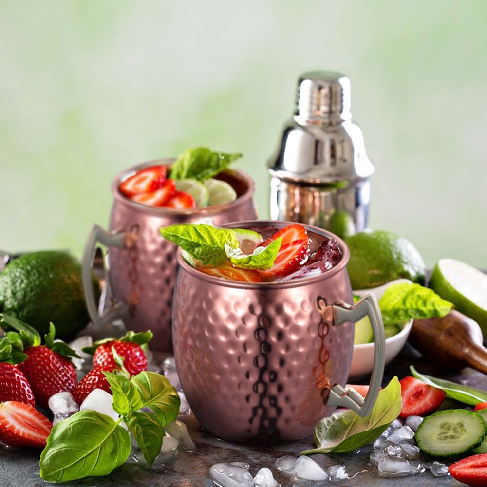 Stainless Steel Cocktail Moscow Mule Cups Copper Plated Moscow Mule Mug Sets