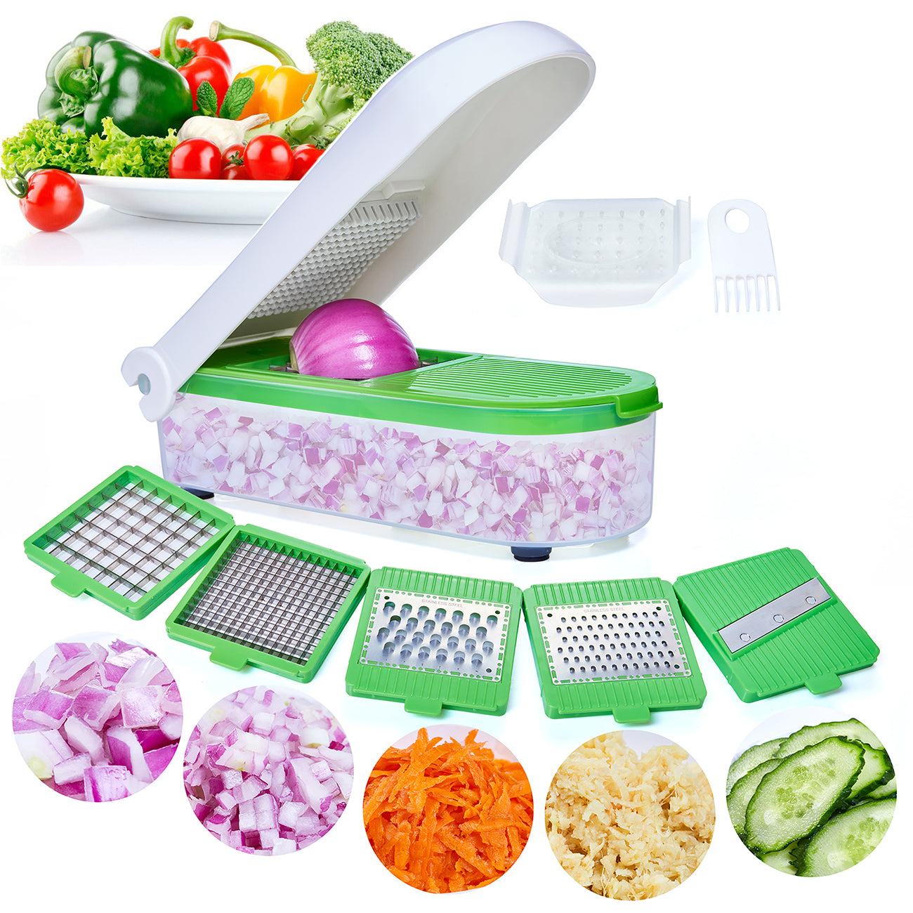 Green Vegetable Chopper - 5 Blades