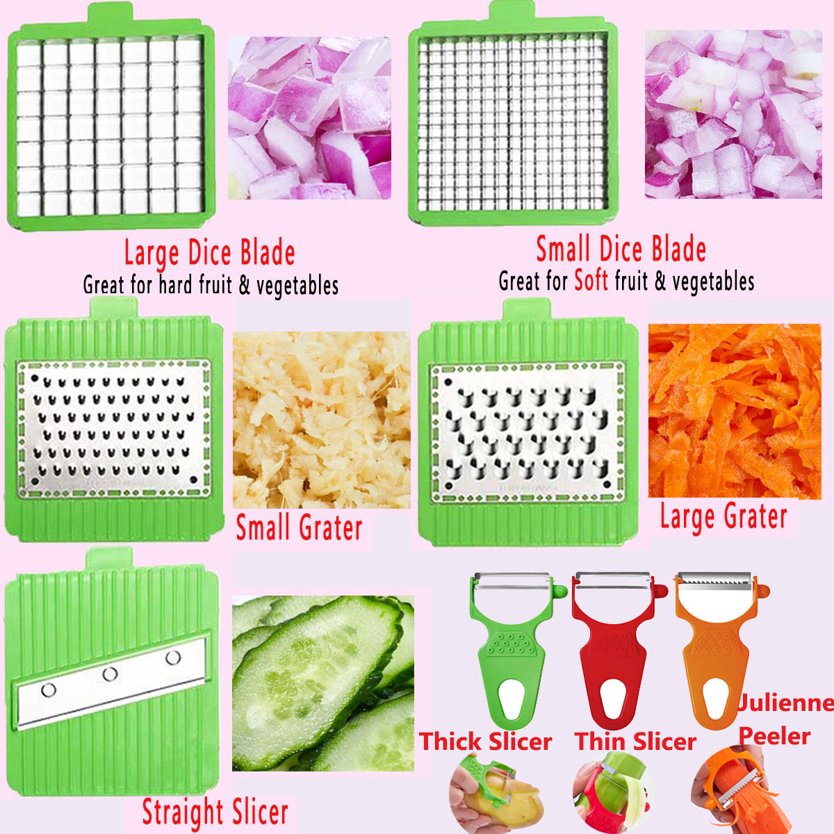 8-in-1 Deluxe Gemüseschneider – Grün 