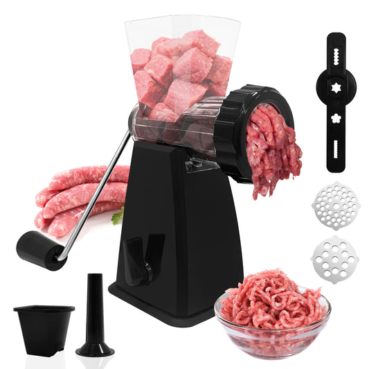Manual Meat Grinder with Stainless Steel Blades -Black