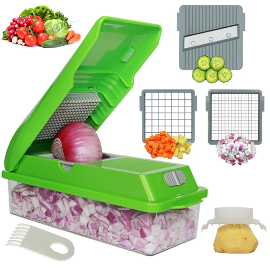 Green Vegetable Chopper - 3 Blades