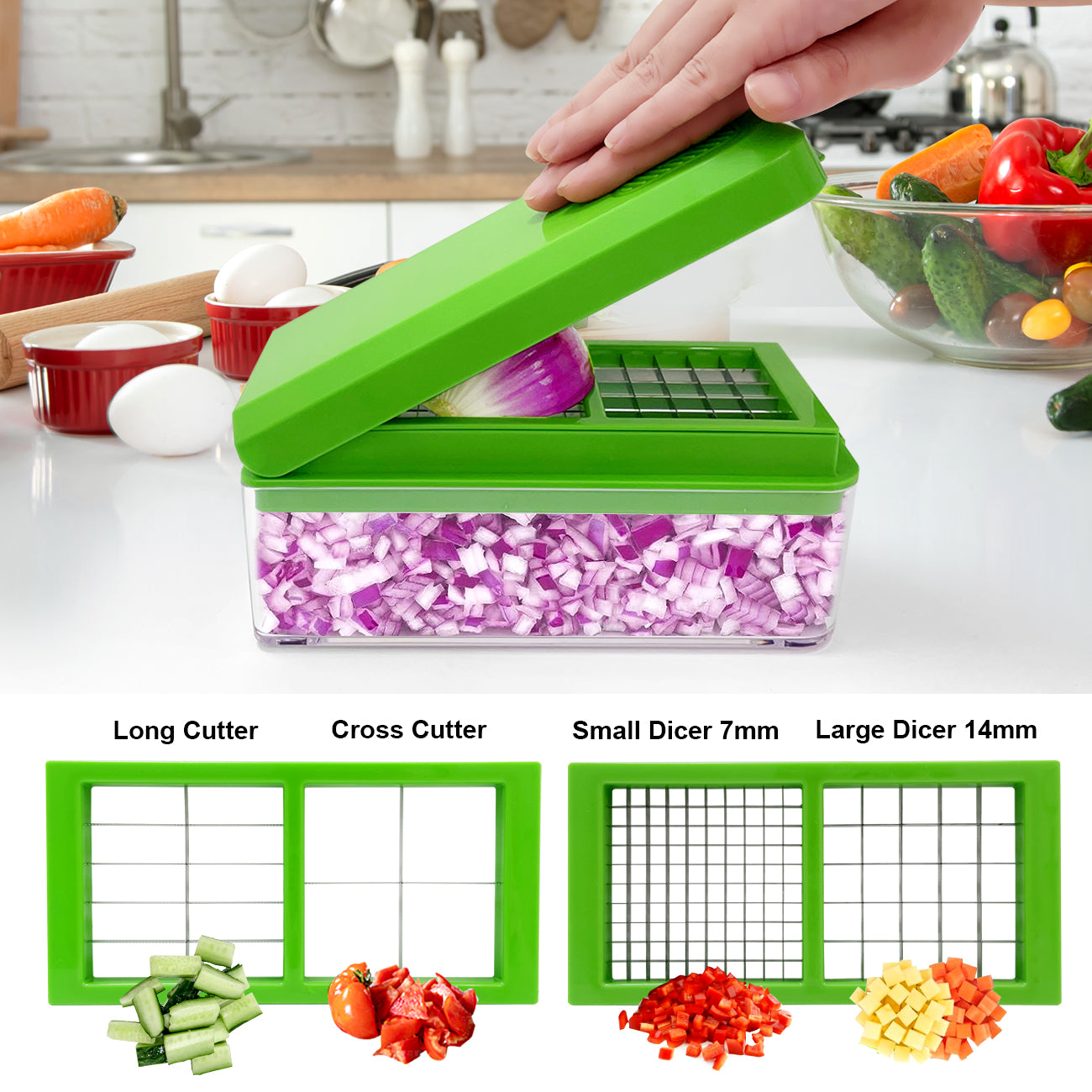 Green Multifunctional 14 in 1 Vegetable Chopper - 10 Blades