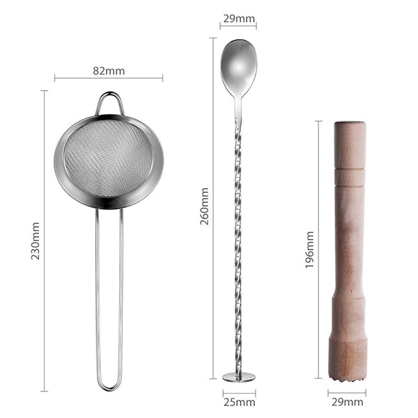 Custom Logo Stainless Steel 10-piece Bartender Gift Set Bar Tools Kit Cocktail Shaker Set