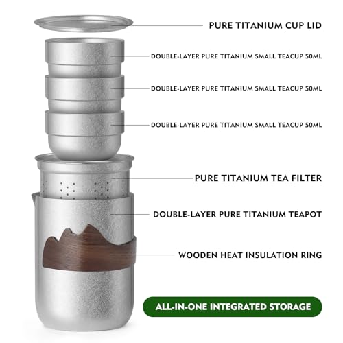 Titanium Teapot Set, 3 Cups with Infuser