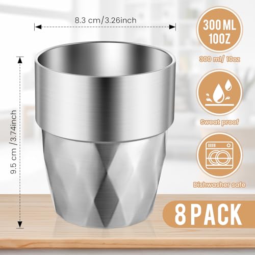 8 Pack of 10 oz Double Layer Insulated Stainless Steel Cups