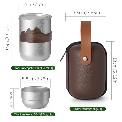 Titanium Teapot Set, 3 Cups with Infuser