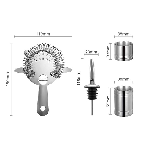Custom Logo Stainless Steel 10-piece Bartender Gift Set Bar Tools Kit Cocktail Shaker Set