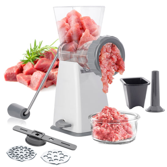Manual Meat Grinder with Stainless Steel Blades -Gray