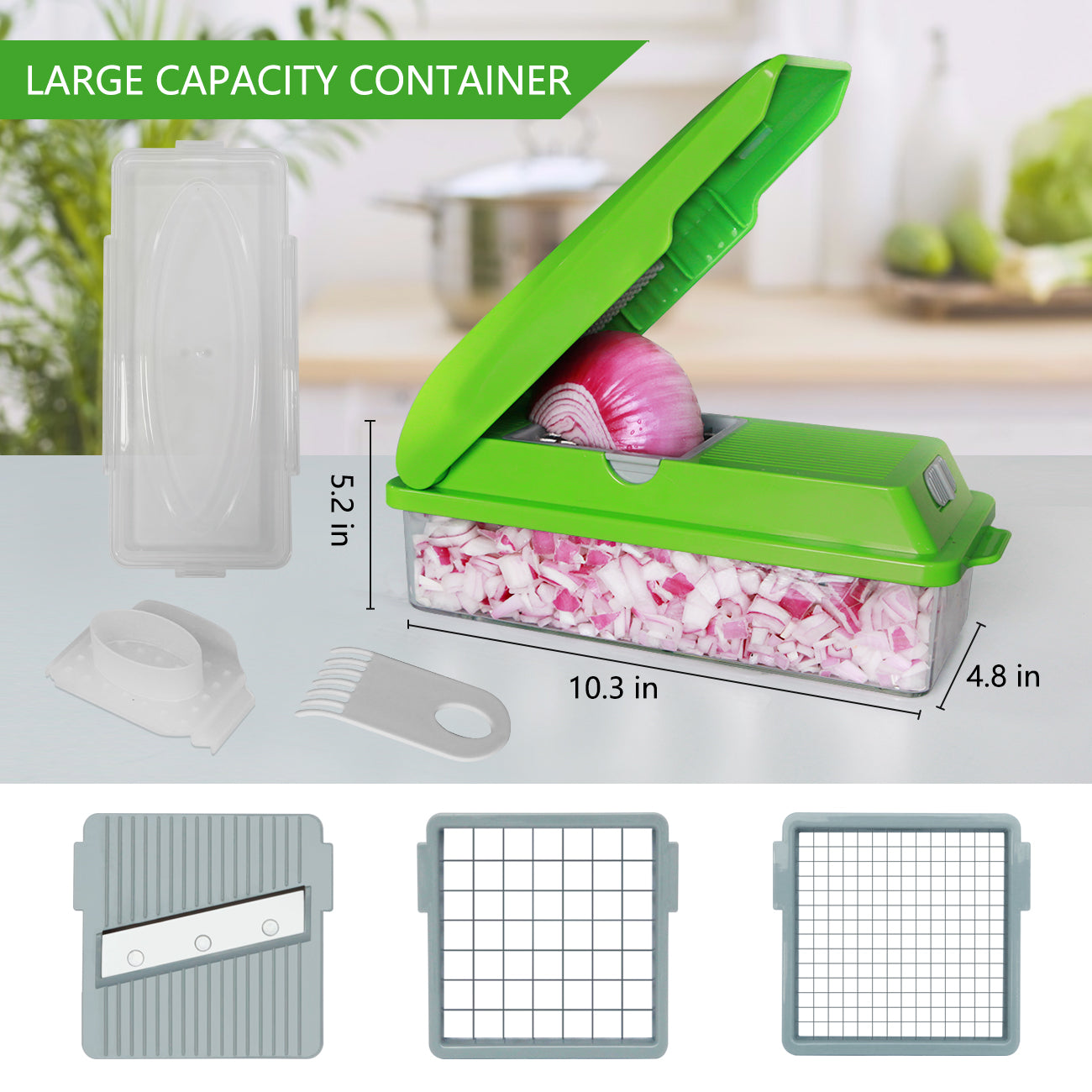 Green Vegetable Chopper - 3 Blades