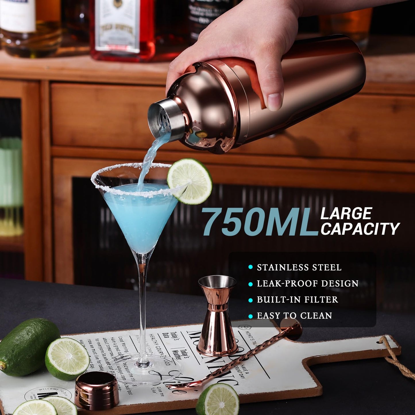 Cocktail Shaker Set Bartender Kit with Stand, 12 Piece Bar Set Drink Mixer Set with Stainless Steel Bar Accessories Tools