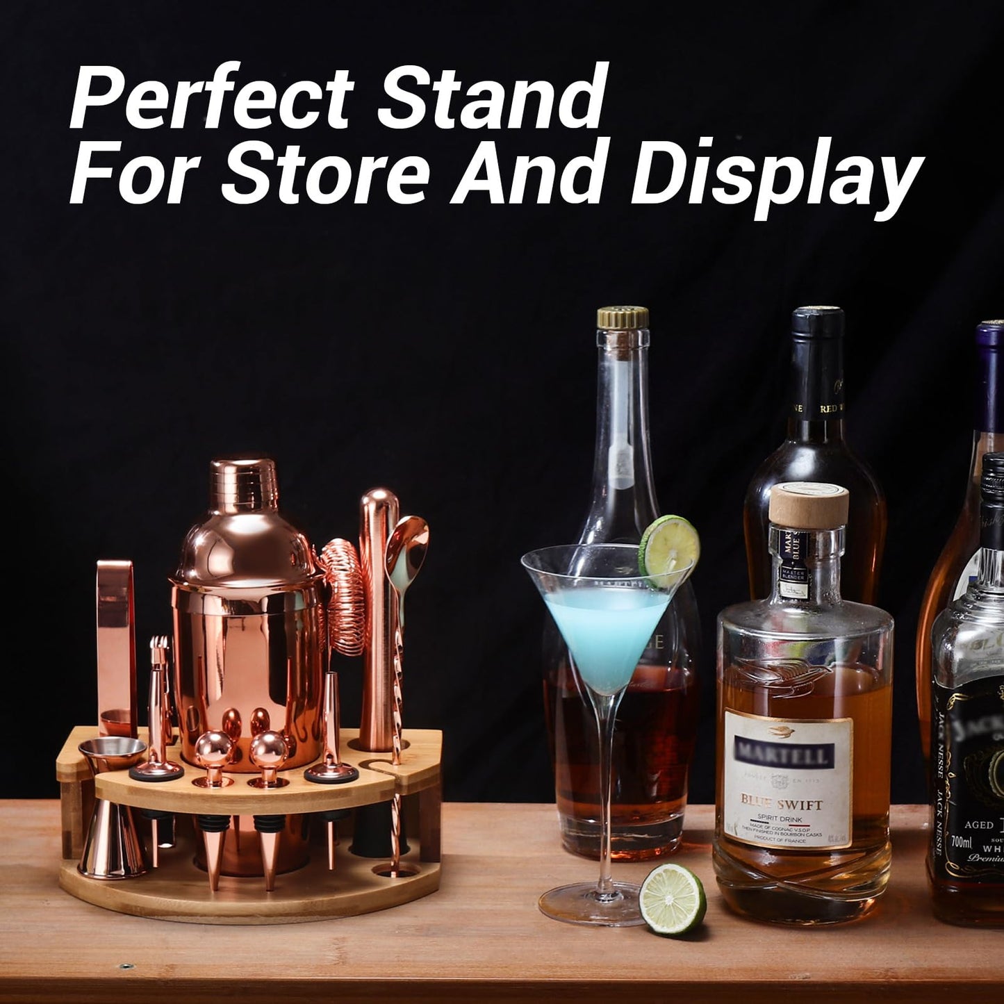 Cocktail Shaker Set Bartender Kit with Stand, 12 Piece Bar Set Drink Mixer Set with Stainless Steel Bar Accessories Tools