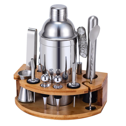 Cocktail Shaker Set Bartender Kit with Stand, 12 Piece Bar Set Drink Mixer Set with Stainless Steel Bar Accessories Tools