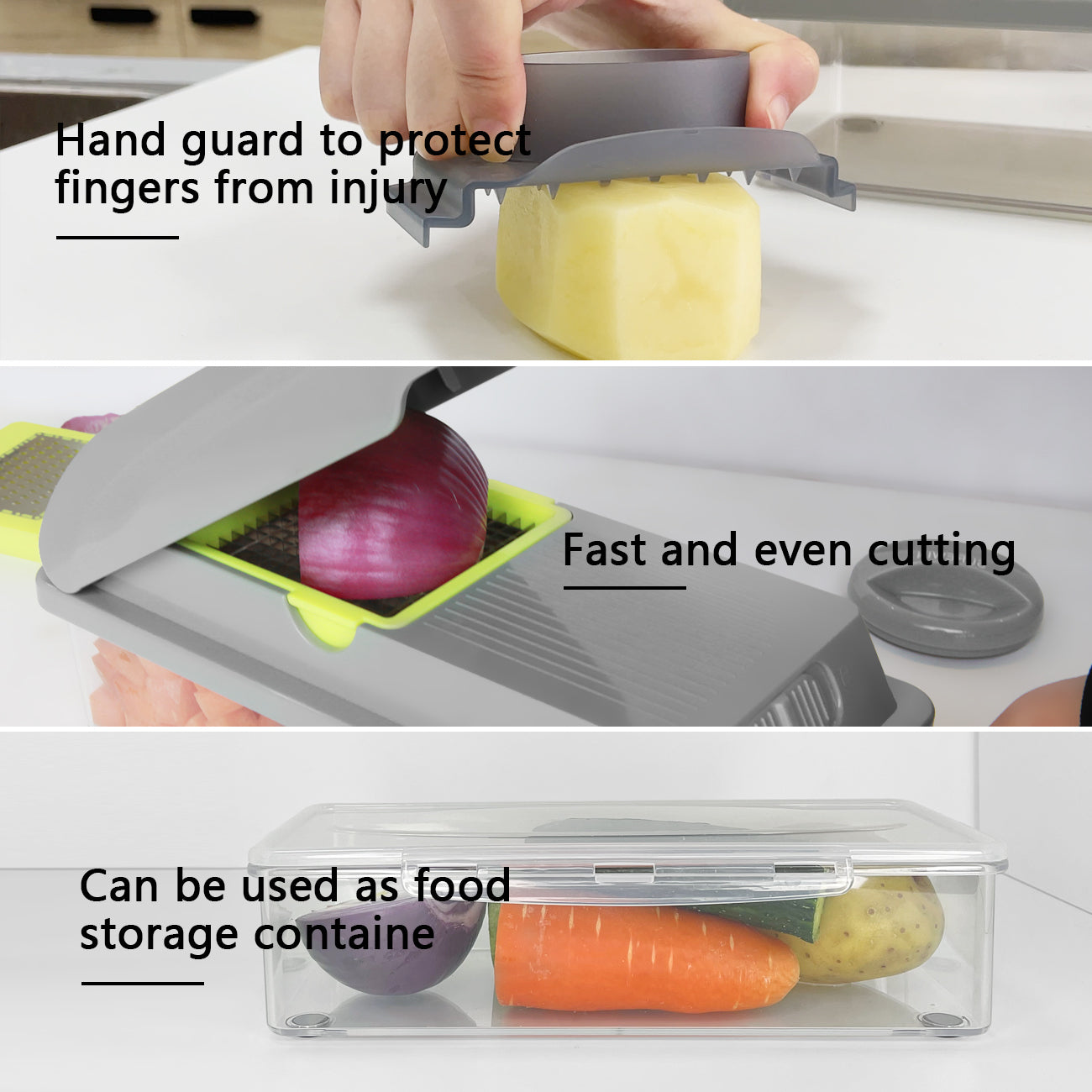 All-in-1 Mandoline Slicer Spiralizer & Chopper - Gray