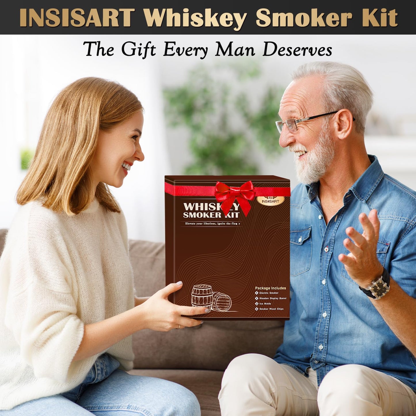 Whiskey Smoker Kit with Charred Wood Barrel (Patent Pending) – Cocktail Smoker with Torch & 6 Premium Wood Chips for Old Fashioned & Whiskey